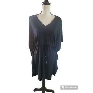 Marvin Richards Black Poly-Knit Drawstring Waist Butterfly Dress Sz M